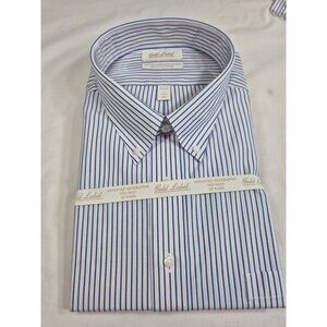 Roundtree Yorke Gold Label Men's  Shirt  19 36-37 Striped White Blue Pink (11)